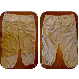 Khaki Light Brown Cargo Capris